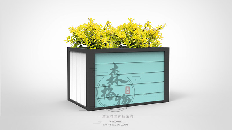 藍白鋼木PE新材料花箱
