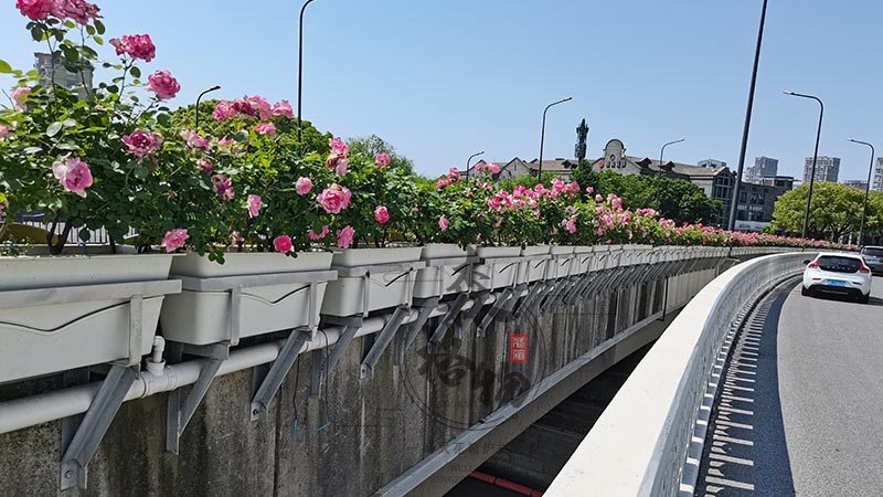 嘉興高架橋梁外掛式花箱花盆案例
