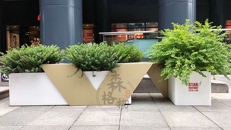 嘉興商業(yè)街不銹鋼花箱坐凳案例