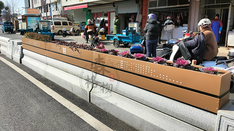 嘉興石墩不銹鋼花箱案例