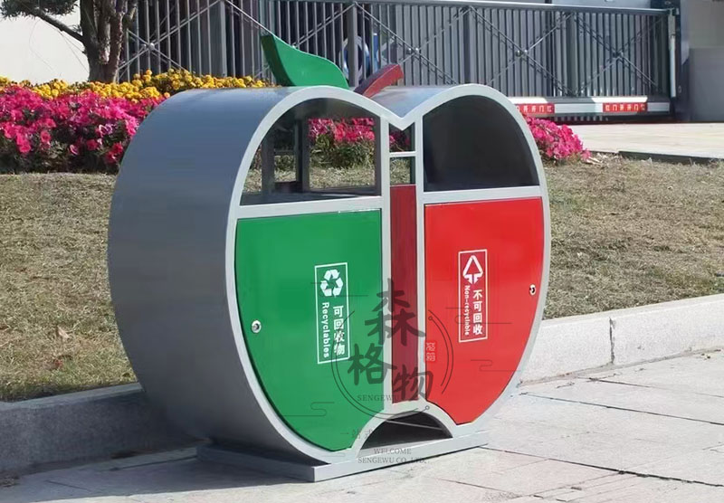 揚州花箱案例：蘋果造型垃圾桶